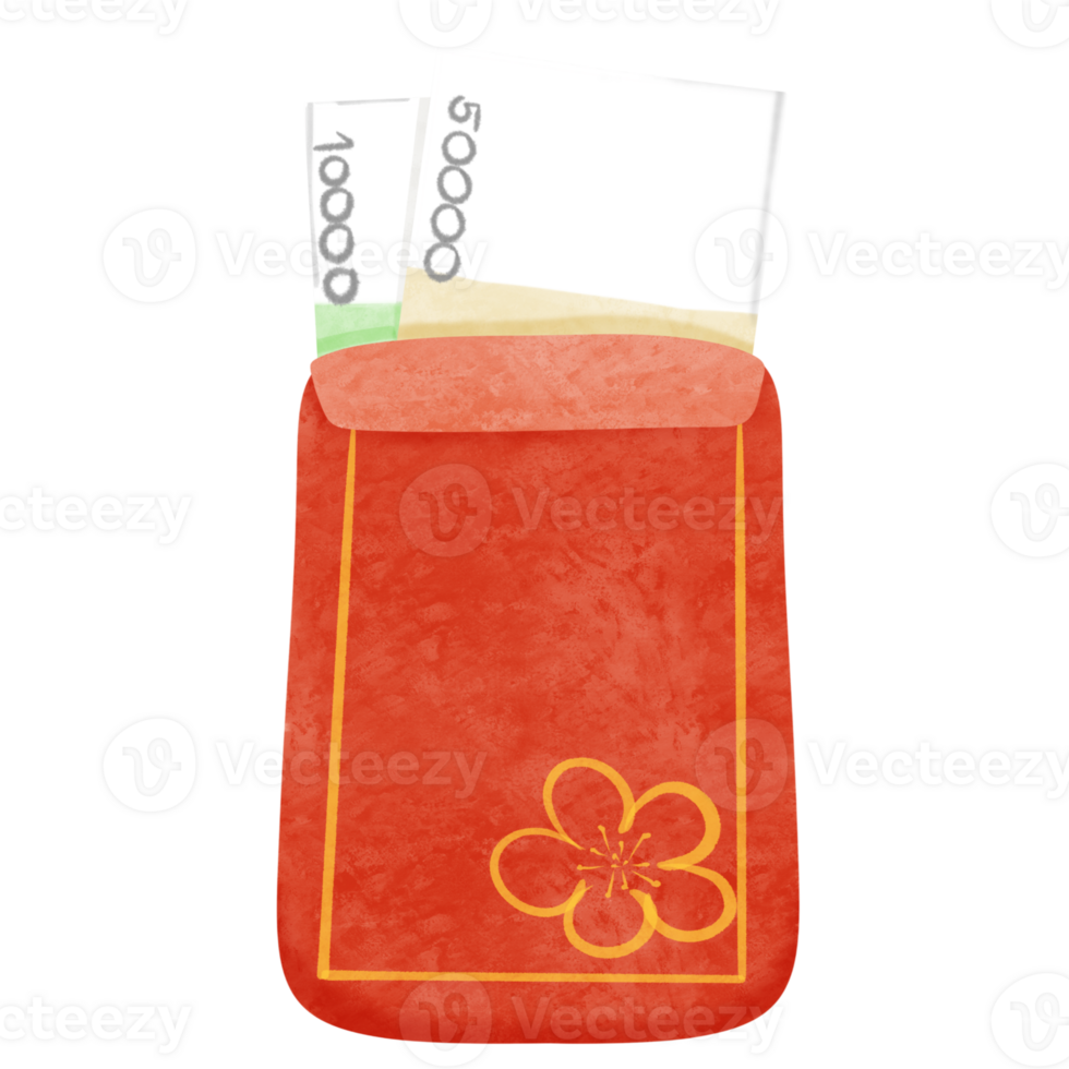Red envelope with a flower on it png