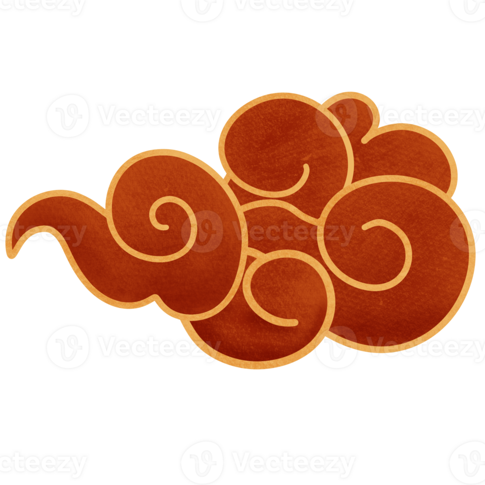 Chinese style red cloud PNG isolated