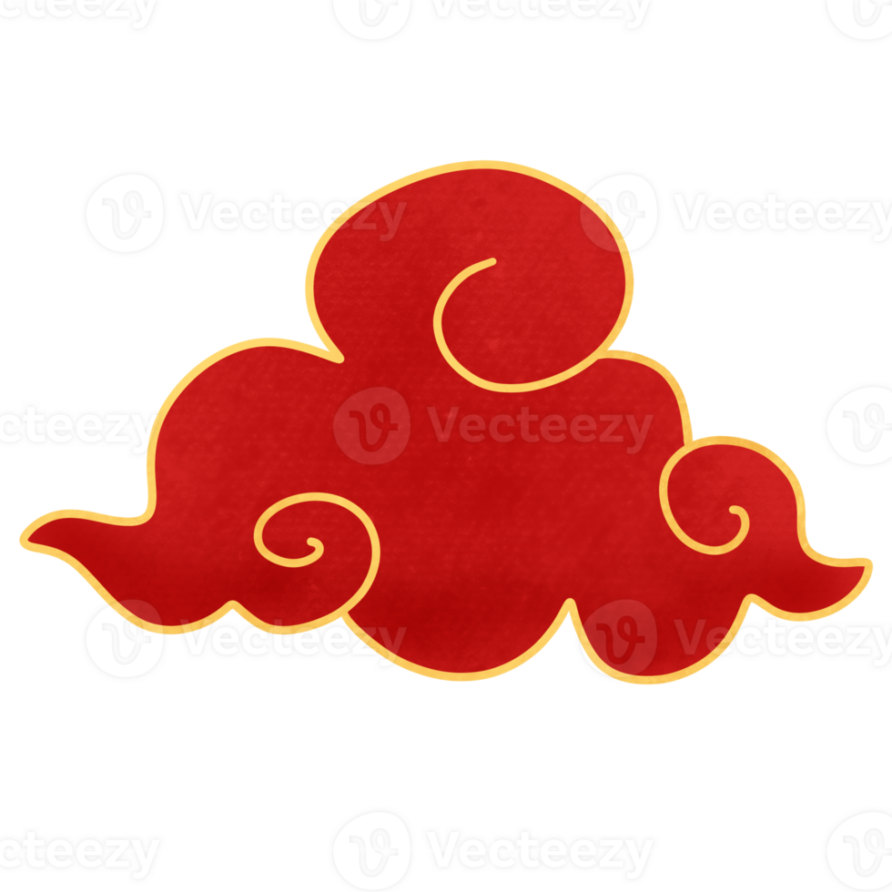 Chinese style red cloud PNG isolated