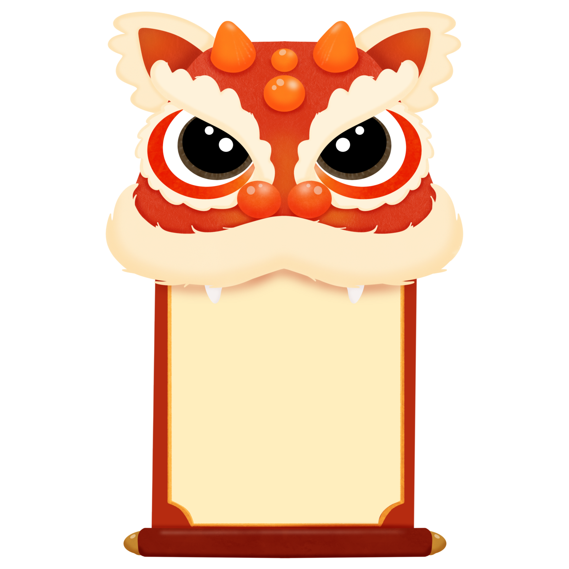 Lion dance head with paper scroll png isolated illustration 34389842 PNG