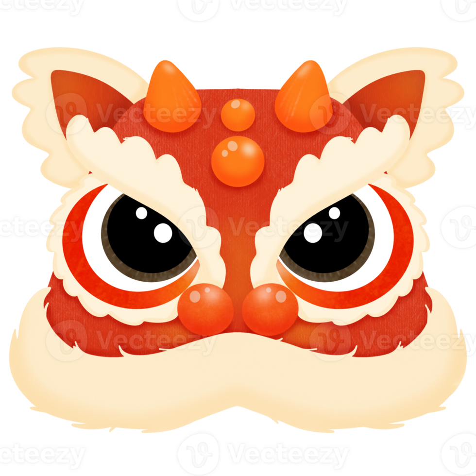 Lion dance head png isolated
