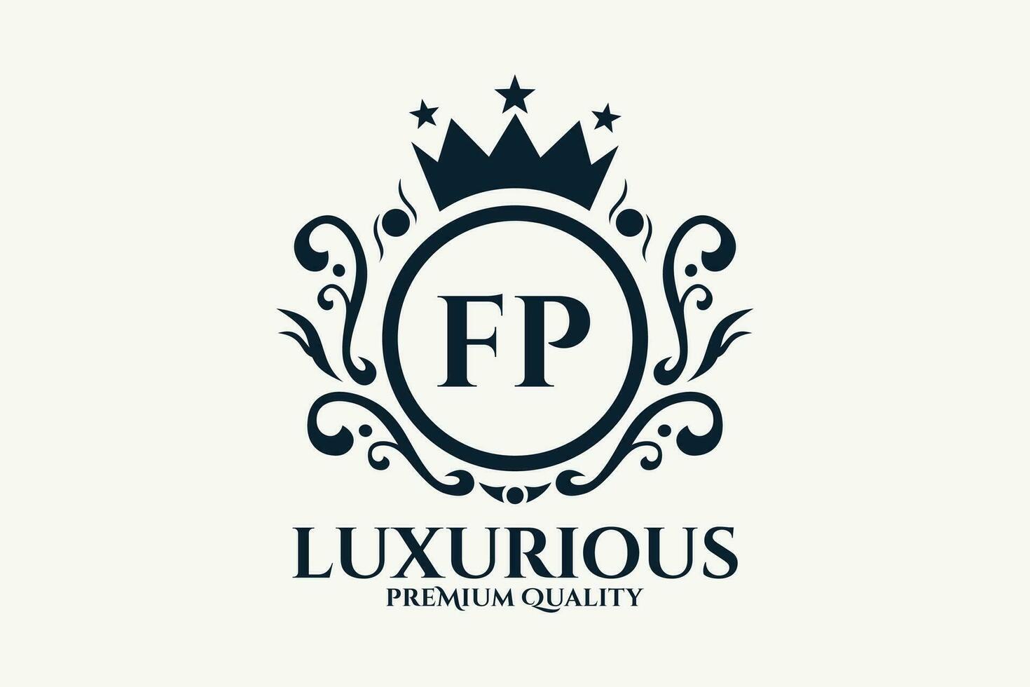 Initial  Letter FP Royal Luxury Logo template in vector art for luxurious branding  vector illustration.
