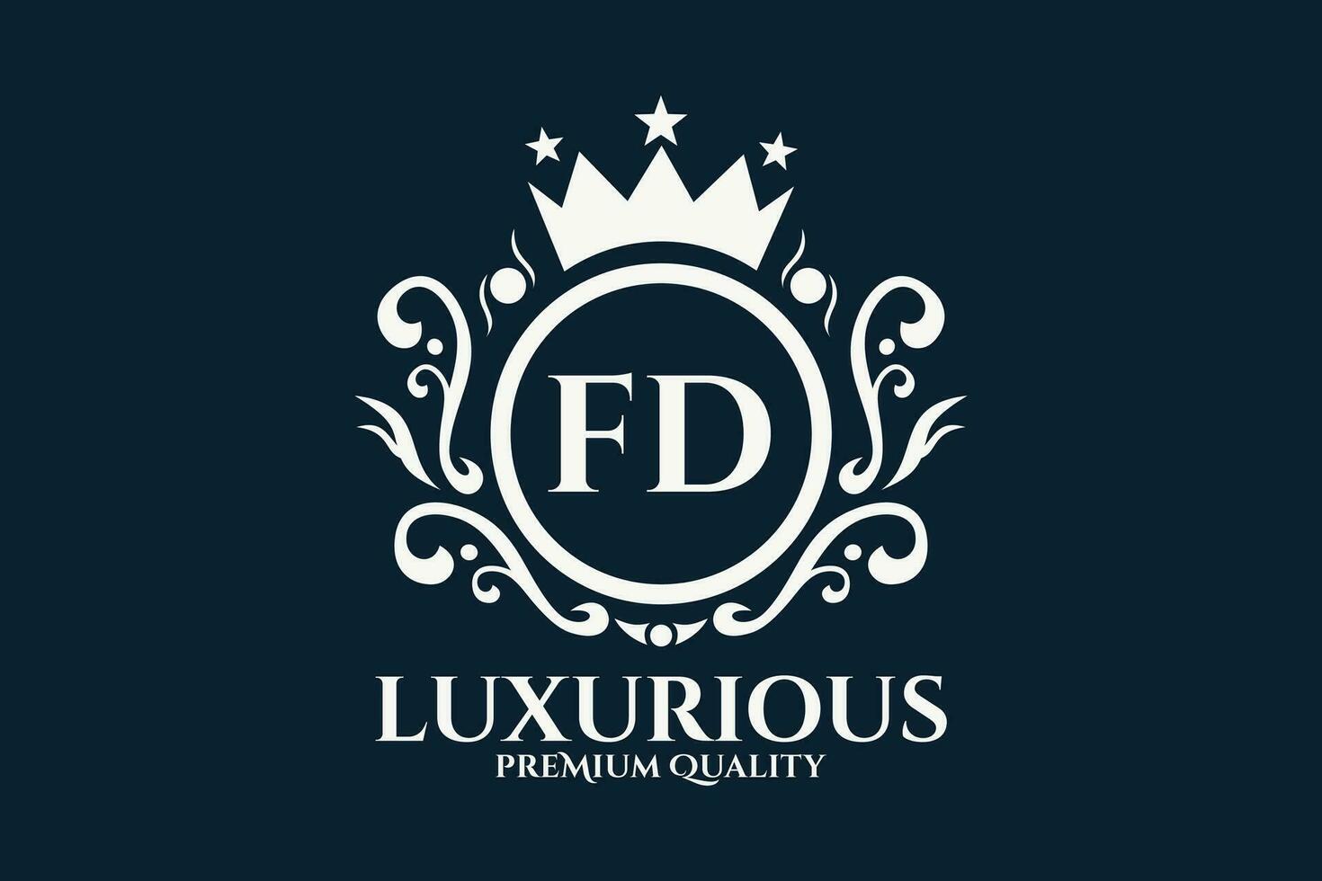Initial  Letter FD Royal Luxury Logo template in vector art for luxurious branding  vector illustration.