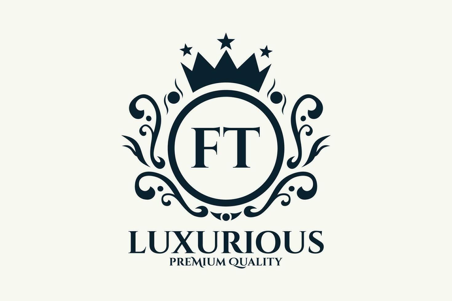 Initial  Letter FT Royal Luxury Logo template in vector art for luxurious branding  vector illustration.