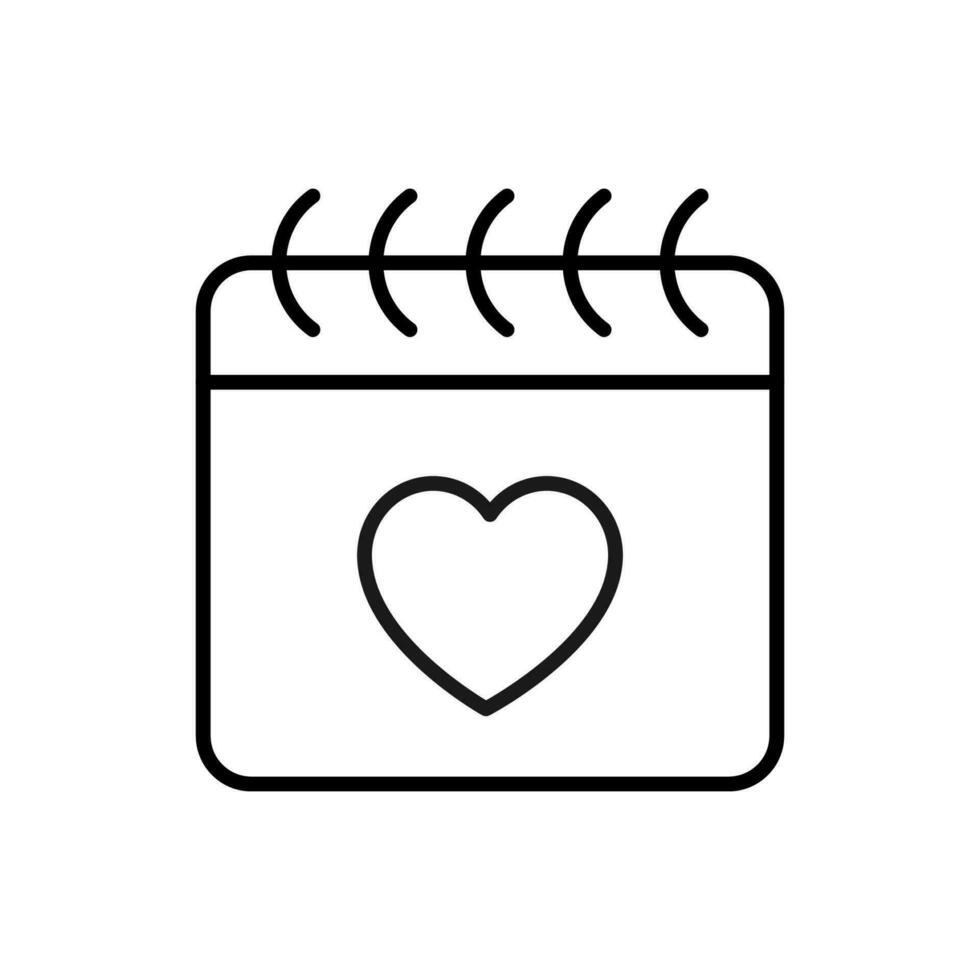Heart on Calendar Picture Drawn with Thin Line. Perfect for design, infographics, web sites, apps. vector