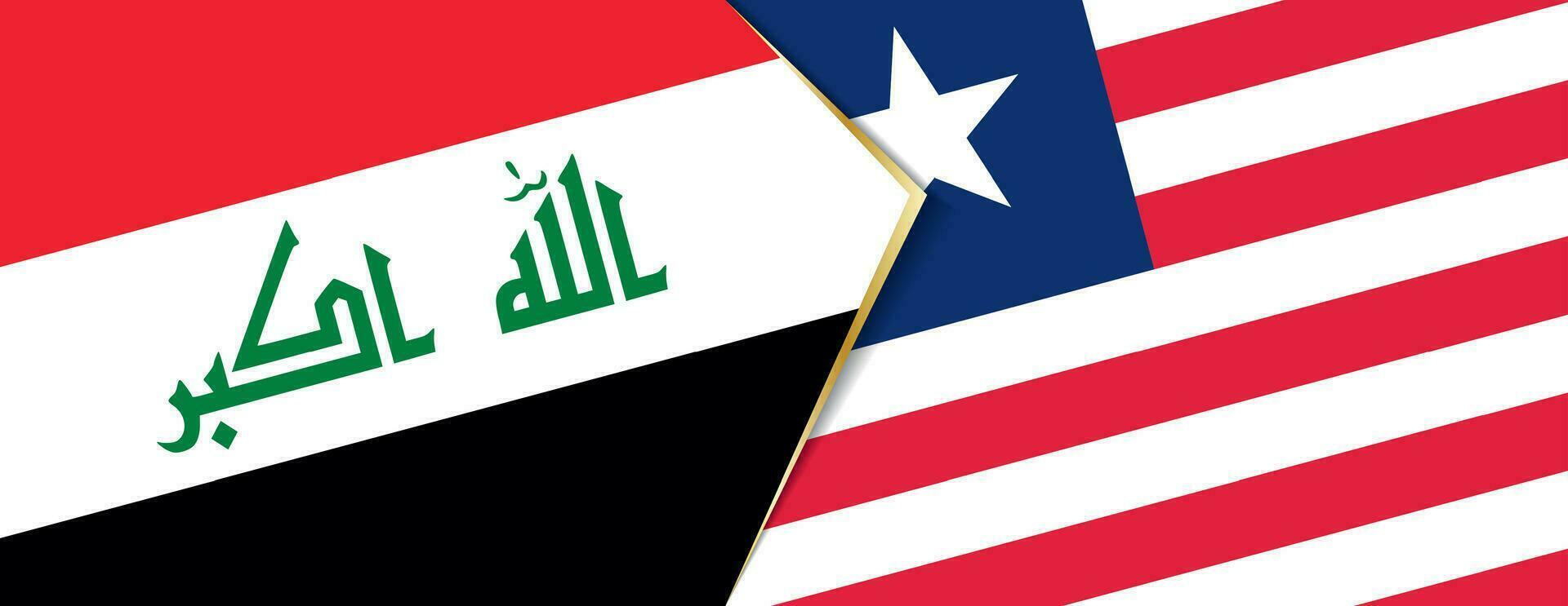 Iraq and Liberia flags, two vector flags.