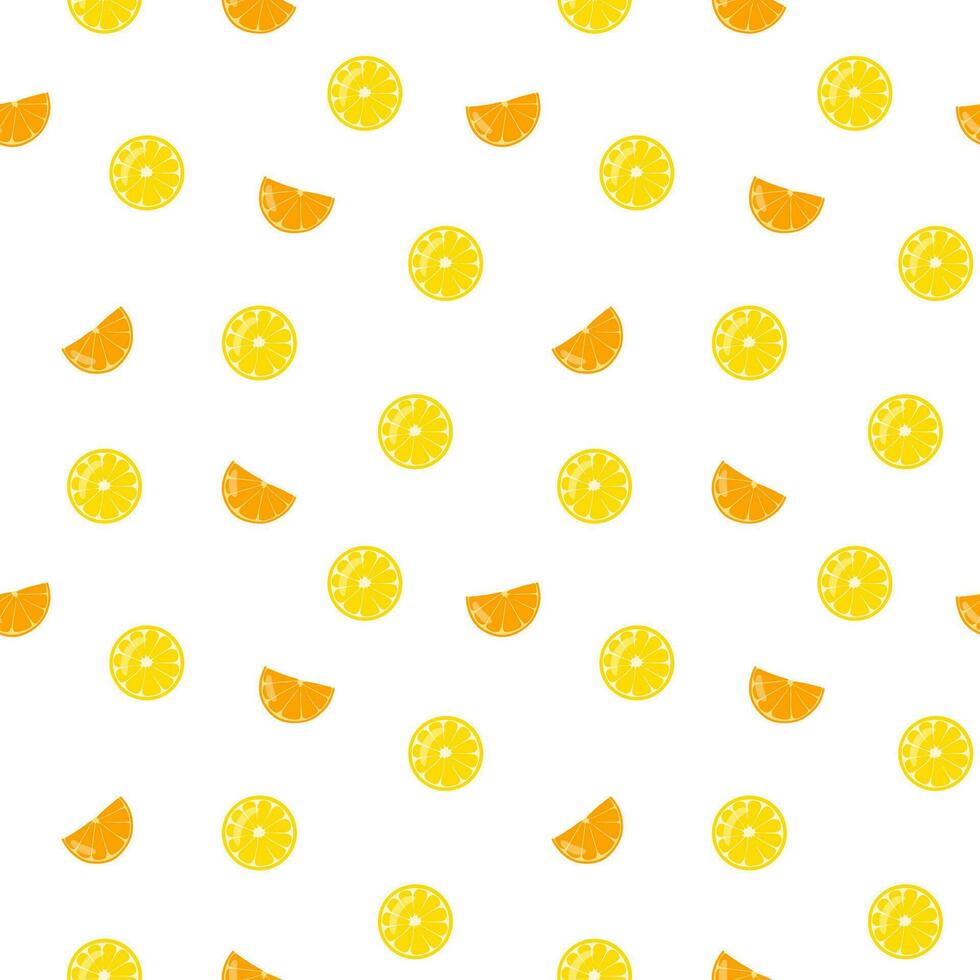 Orange and lemon slices vector seamless pattern, background, wallpaper, print, textile, fabric, wrapping paper, packaging design