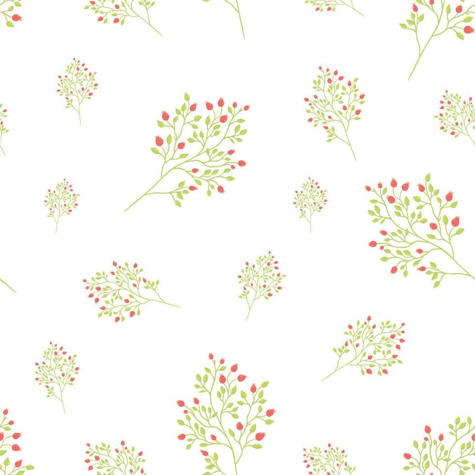 Red dog rose, brier, tiny genuine flowers vector seamless pattern for International Womens Day, March 8th, floral background. wallpaper, paper wrapping