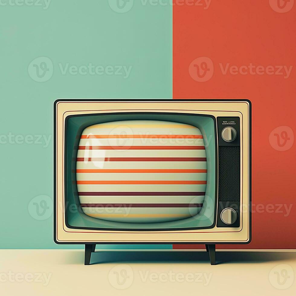 No signal tv illustration. Retro colorful image Generative AI photo