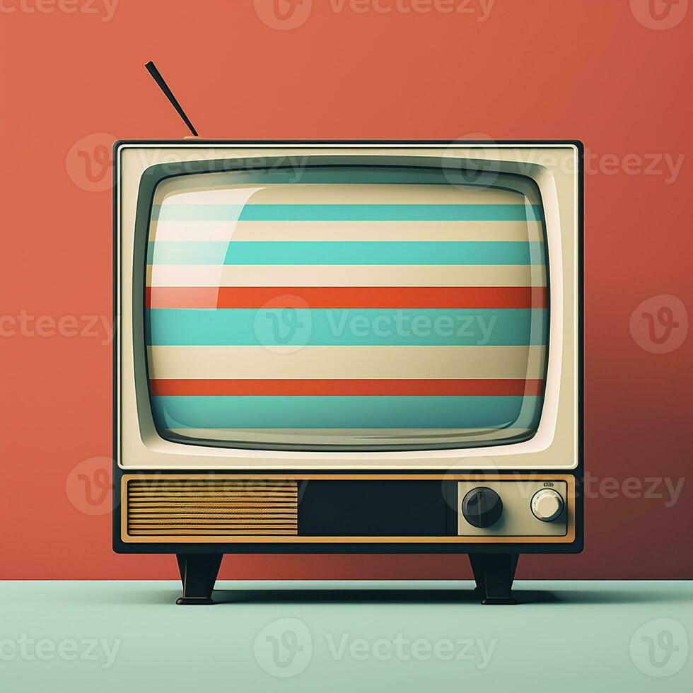 No signal tv illustration. Retro colorful image Generative AI photo