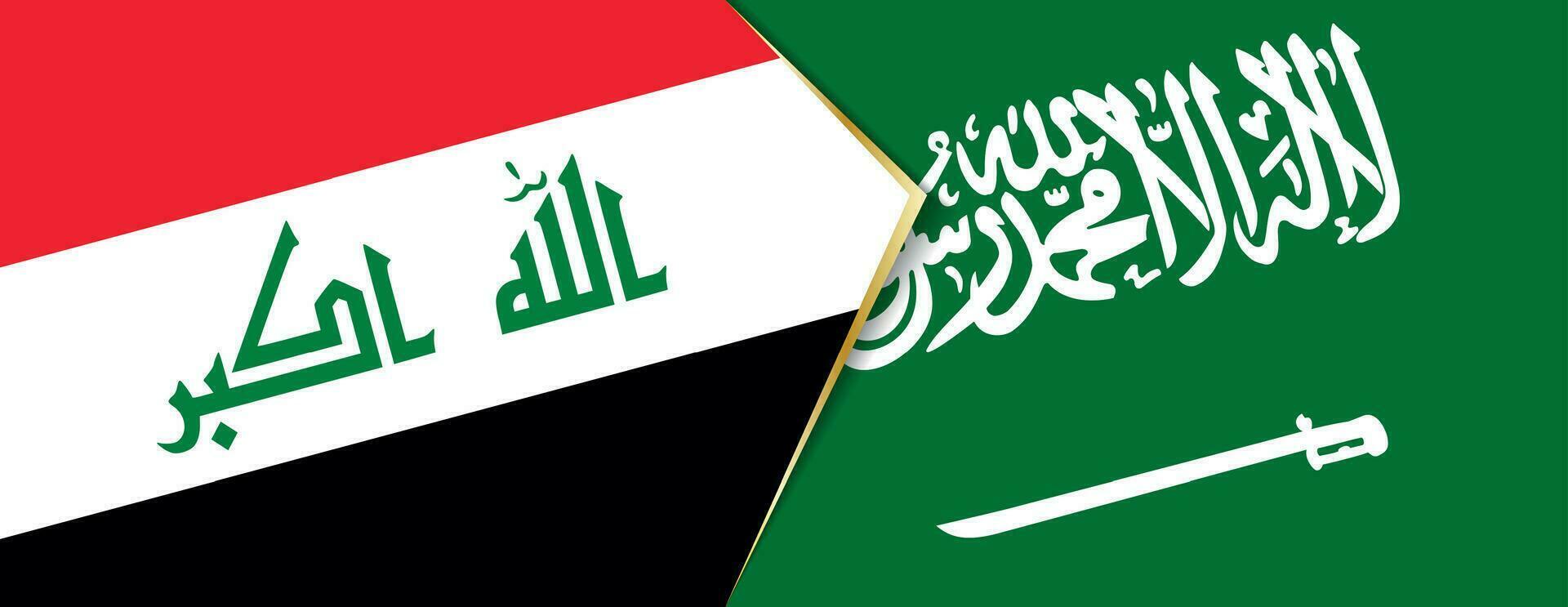 Iraq and Saudi Arabia flags, two vector flags.