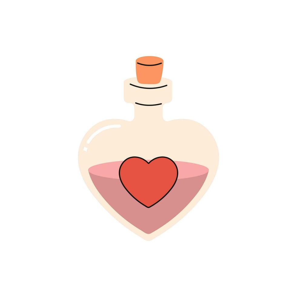 groovy retro love potion, valentine's day vector