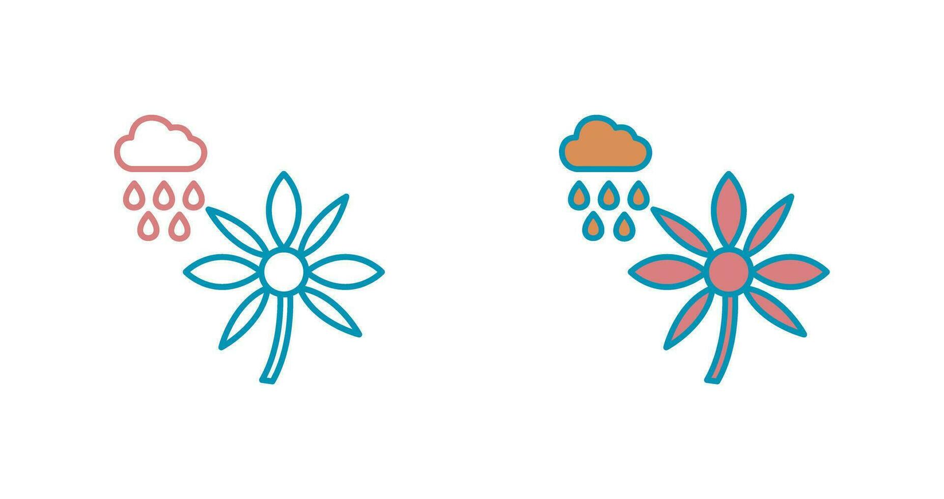 flor con icono de vector de lluvia