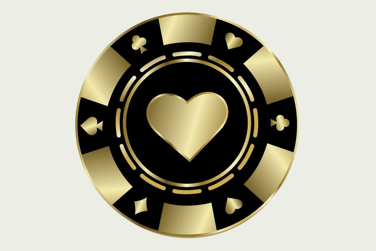 Casino chip. Casino chip in gold style. Vector illustration isolated on white background. Casino concept