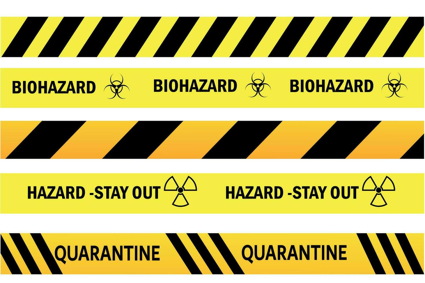 Tapes. Set of yellow and red warning tapes. Abstract warning lines for police, construction sites and medical industry. Collection of vector danger tapes.