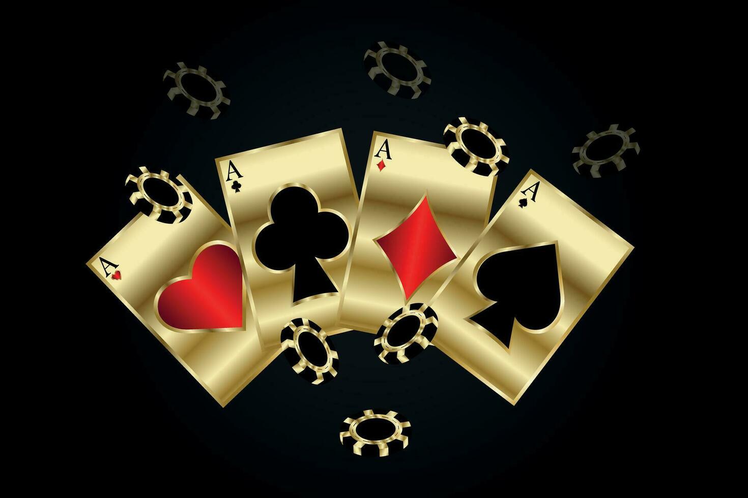 Casino .Casino background, bright banner with cards and chips fanned out, gambling concept. Abstract vector illustration of a casino gaming background with cards and gaming chips.