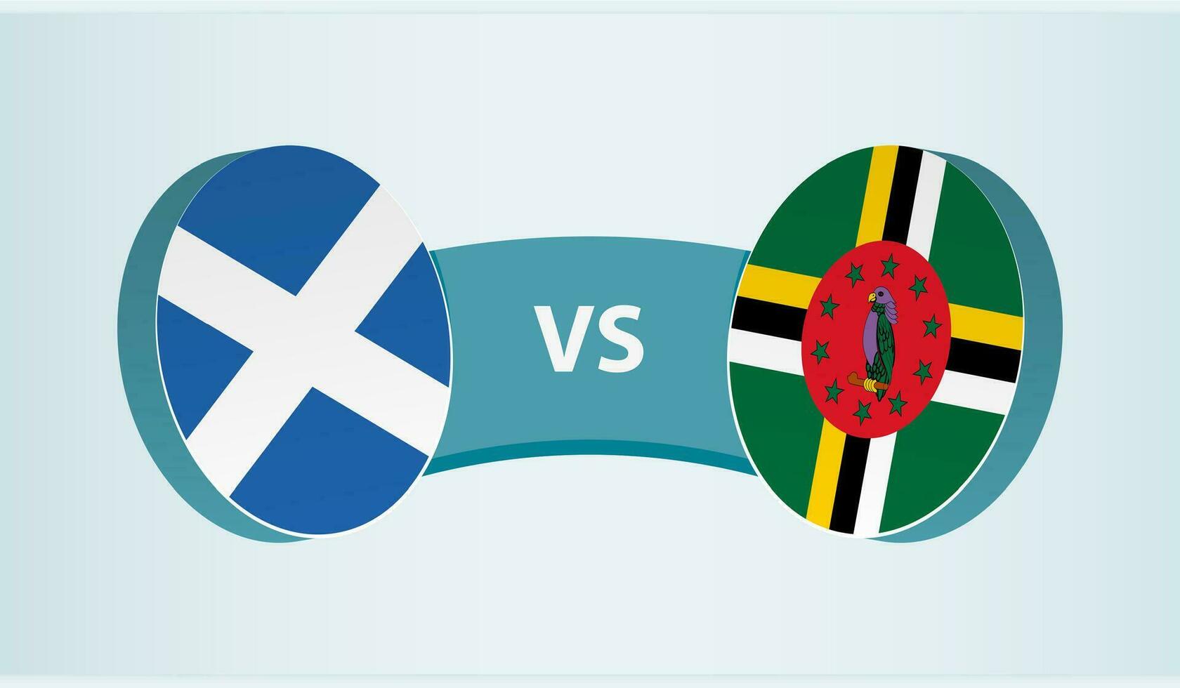 Escocia versus dominicana, equipo Deportes competencia concepto. vector
