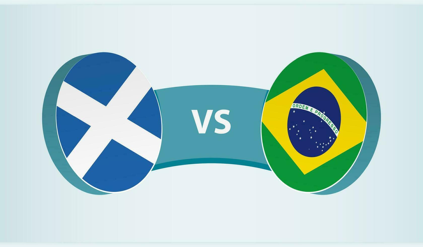 Escocia versus Brasil, equipo Deportes competencia concepto. vector