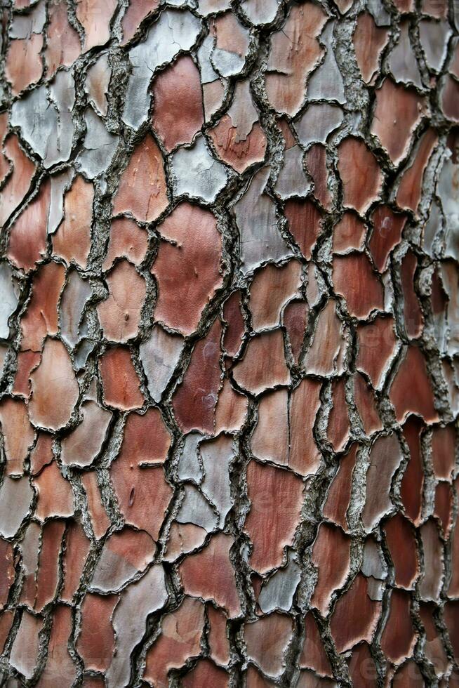 The texture of the scaly bark of a pine close-up. photo