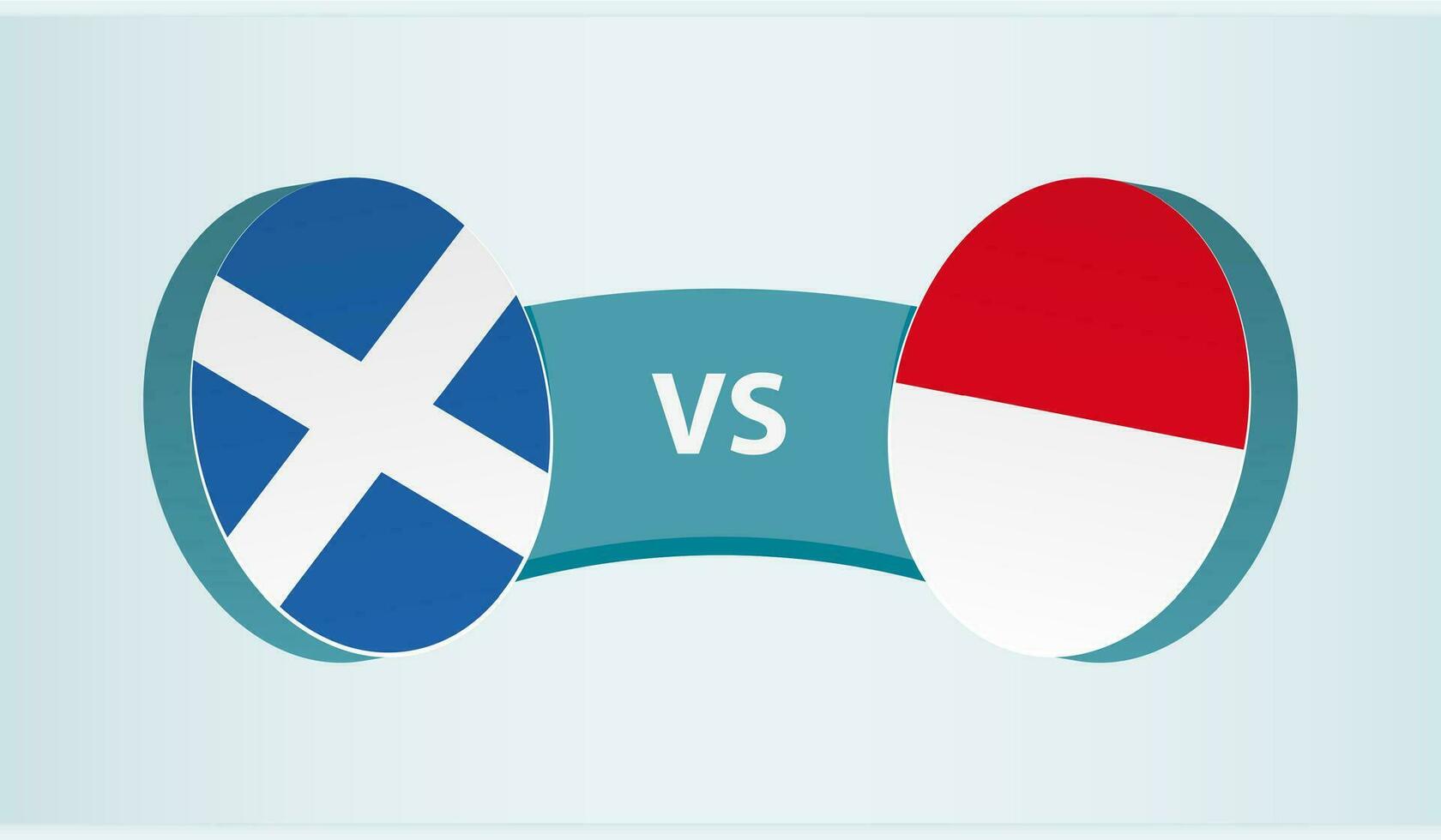 Escocia versus Indonesia, equipo Deportes competencia concepto. vector