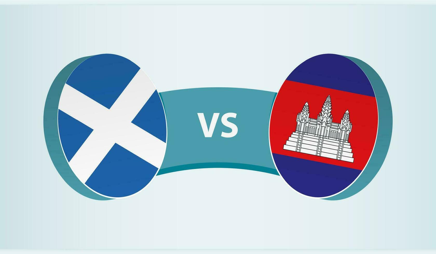 Escocia versus Camboya, equipo Deportes competencia concepto. vector