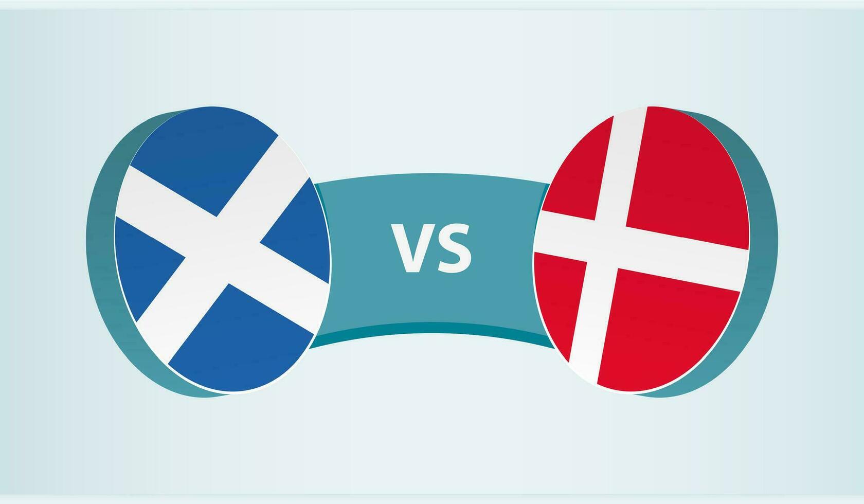 Escocia versus Dinamarca, equipo Deportes competencia concepto. vector