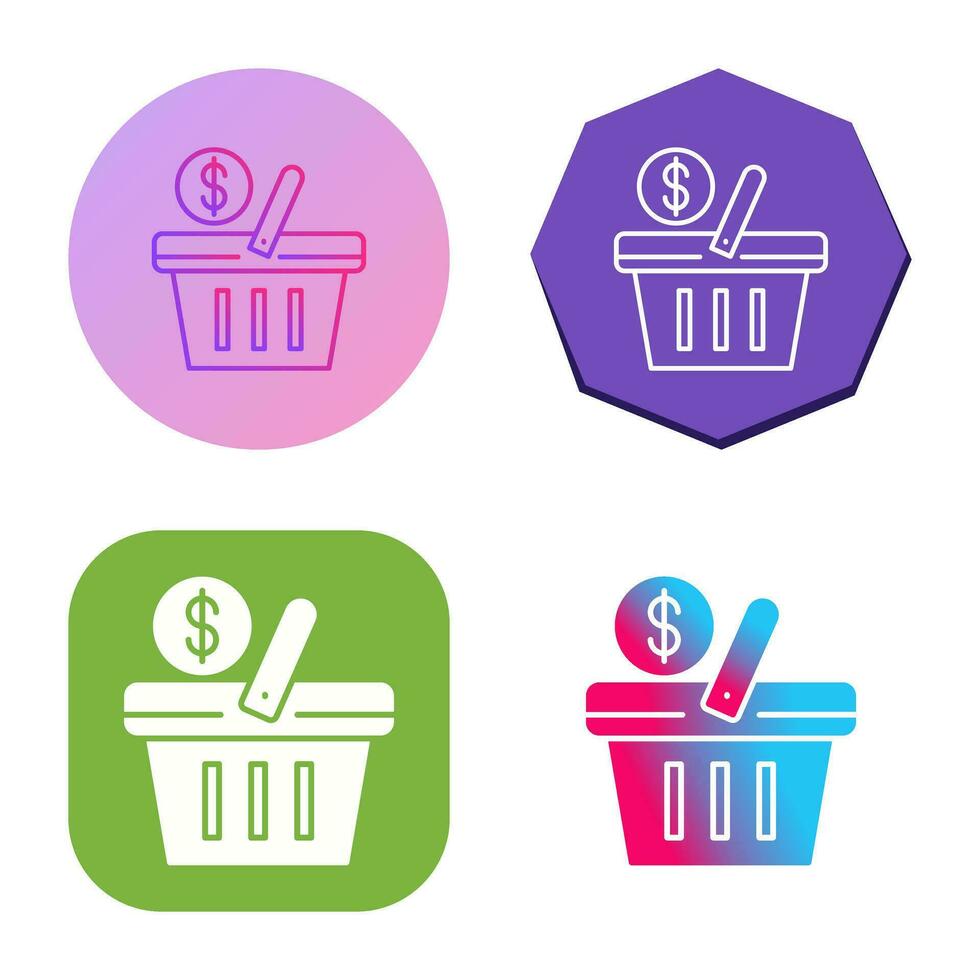 icono de vector de cesta de compras