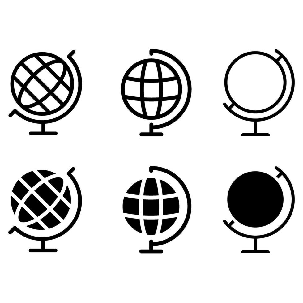 Globe icon vector set. World map illustration sign collection. Navigation symbol or logo.