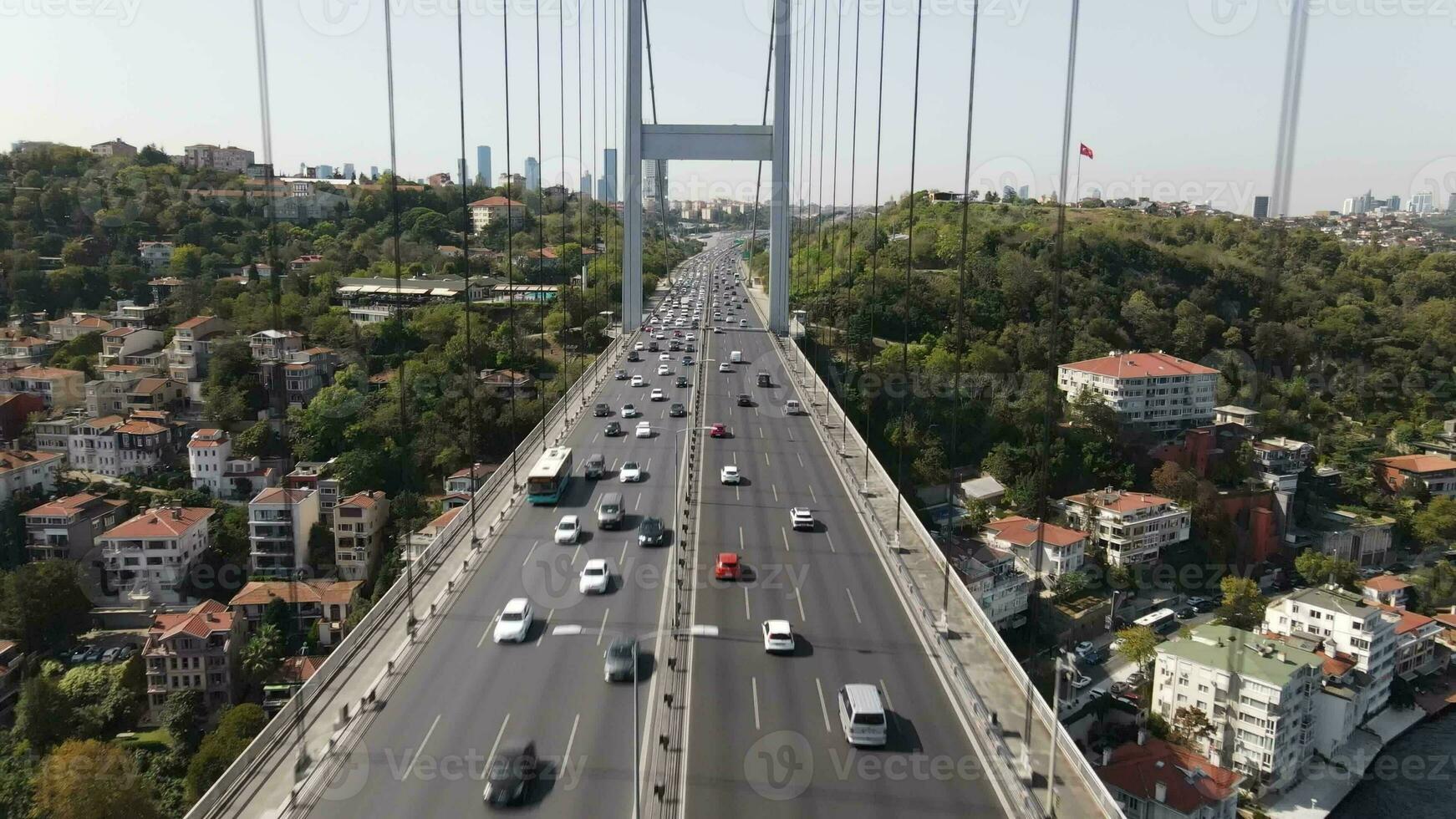 aéreo ver de bósforo puente en Estanbul foto