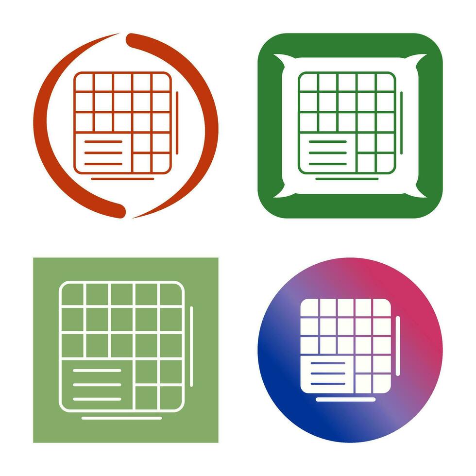 Table Data Vector Icon