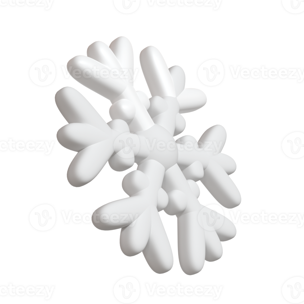 3d illustration of Christmas white icon snowflake isolated. glossy surface. Happy New Year Decoration Holiday element for web design, greeting card png