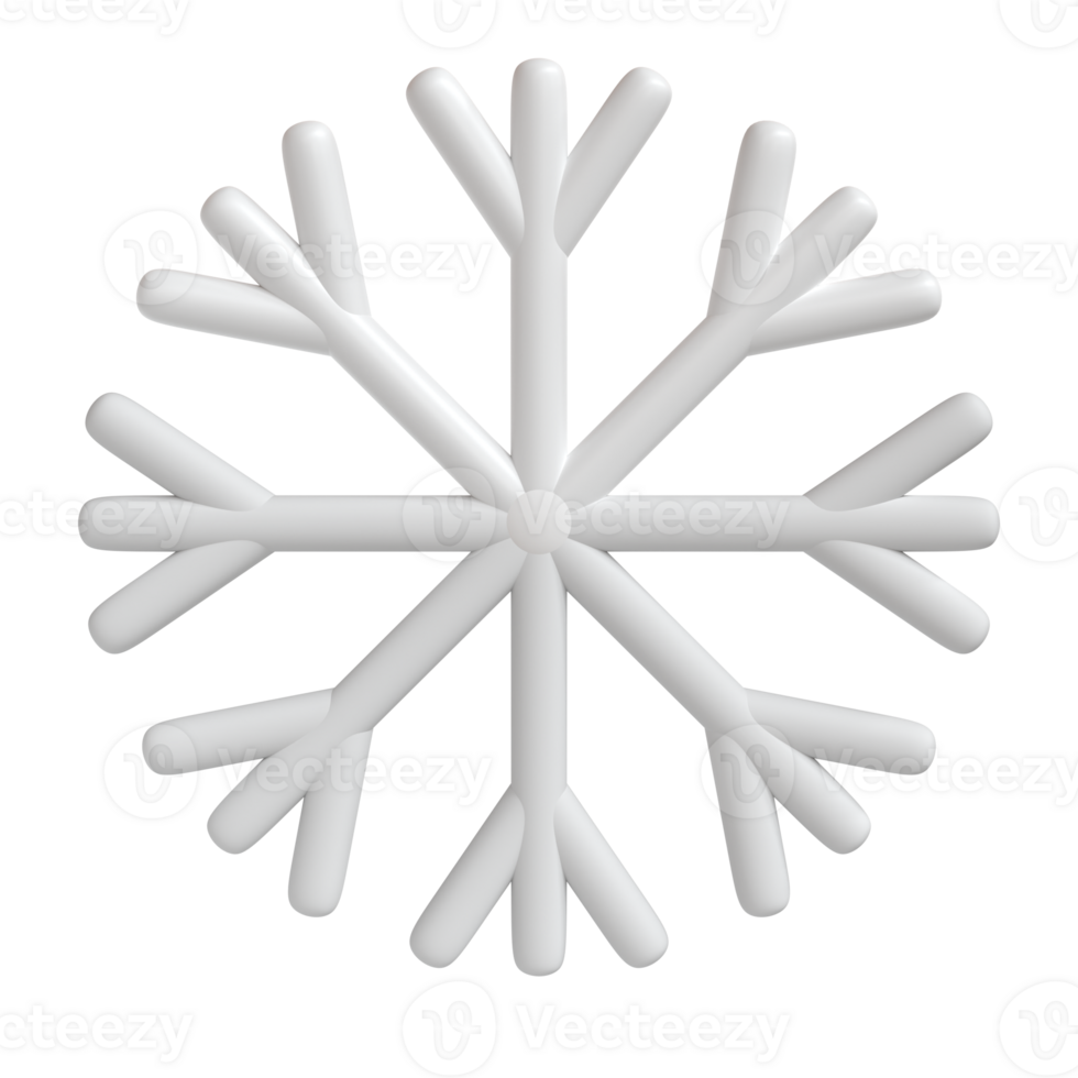 3d illustration of Christmas white icon snowflake isolated. glossy surface. Happy New Year Decoration Holiday element for web design, greeting card png