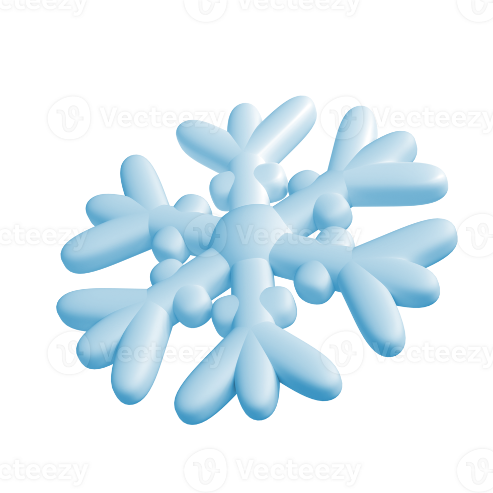 3d illustration of Christmas blue icon snowflake isolated. glossy surface. Happy New Year Decoration Holiday element for web design, greeting card png