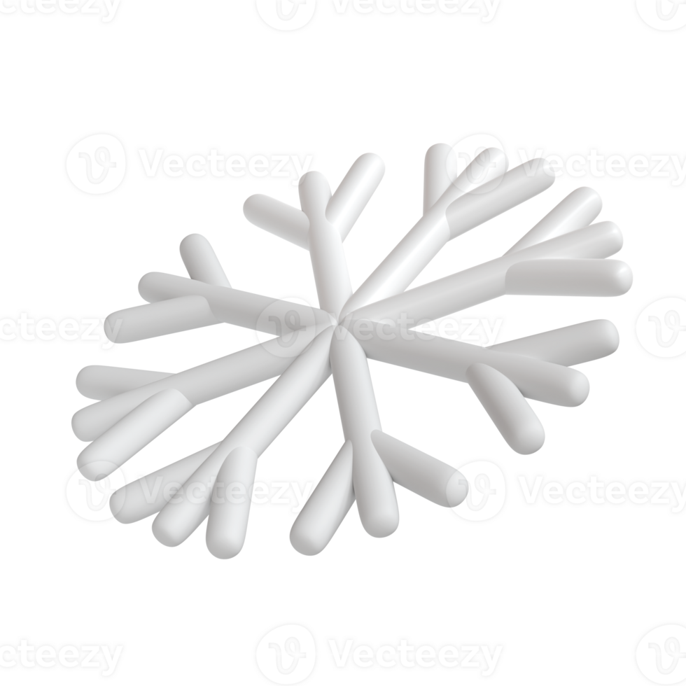 3d illustration of Christmas white icon snowflake isolated. glossy surface. Happy New Year Decoration Holiday element for web design, greeting card png
