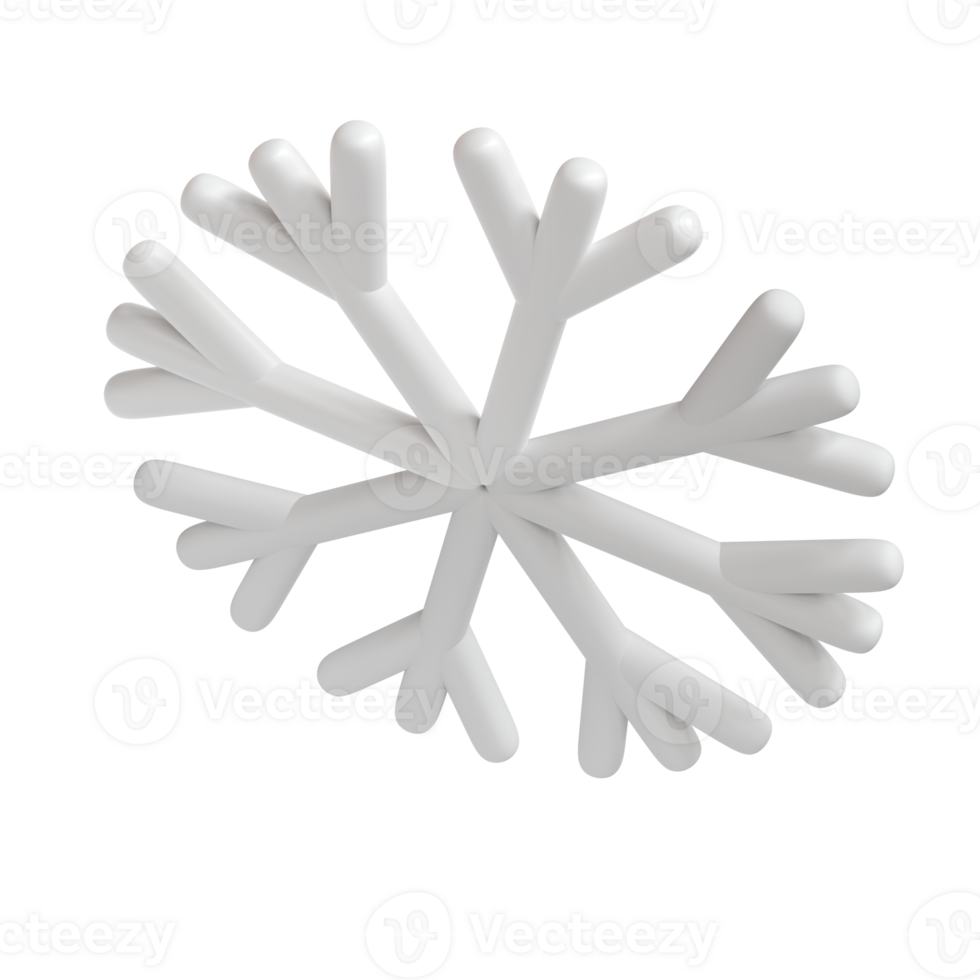 3d illustration of Christmas white icon snowflake isolated. glossy surface. Happy New Year Decoration Holiday element for web design, greeting card png