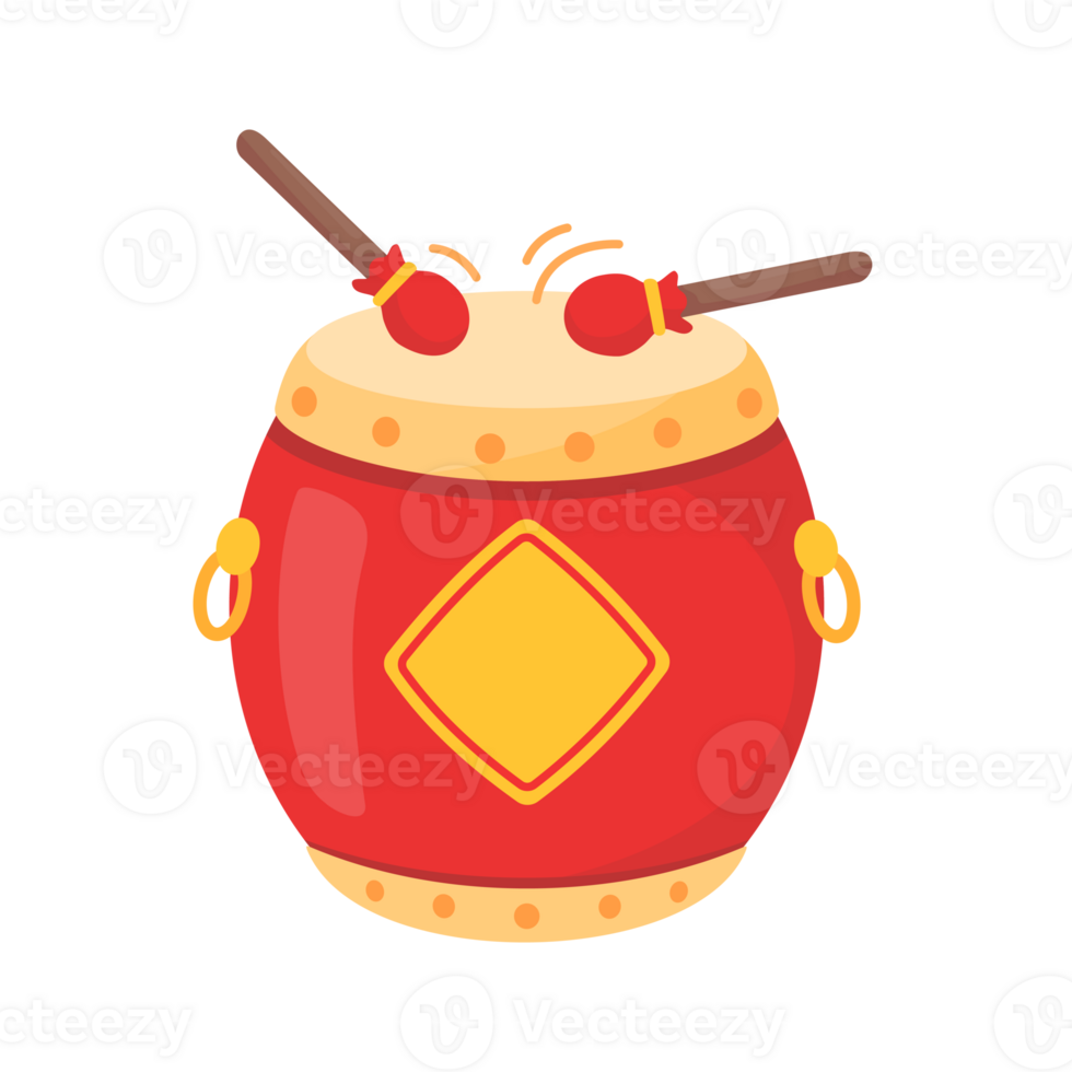 Chinese drum. A drum and sticks used to make a loud sound. Celebrating Chinese New Year png