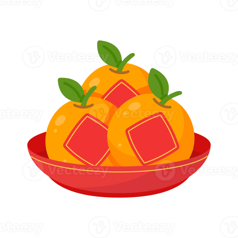Mandarin oranges covered with red paper to welcome the Chinese New Year. png