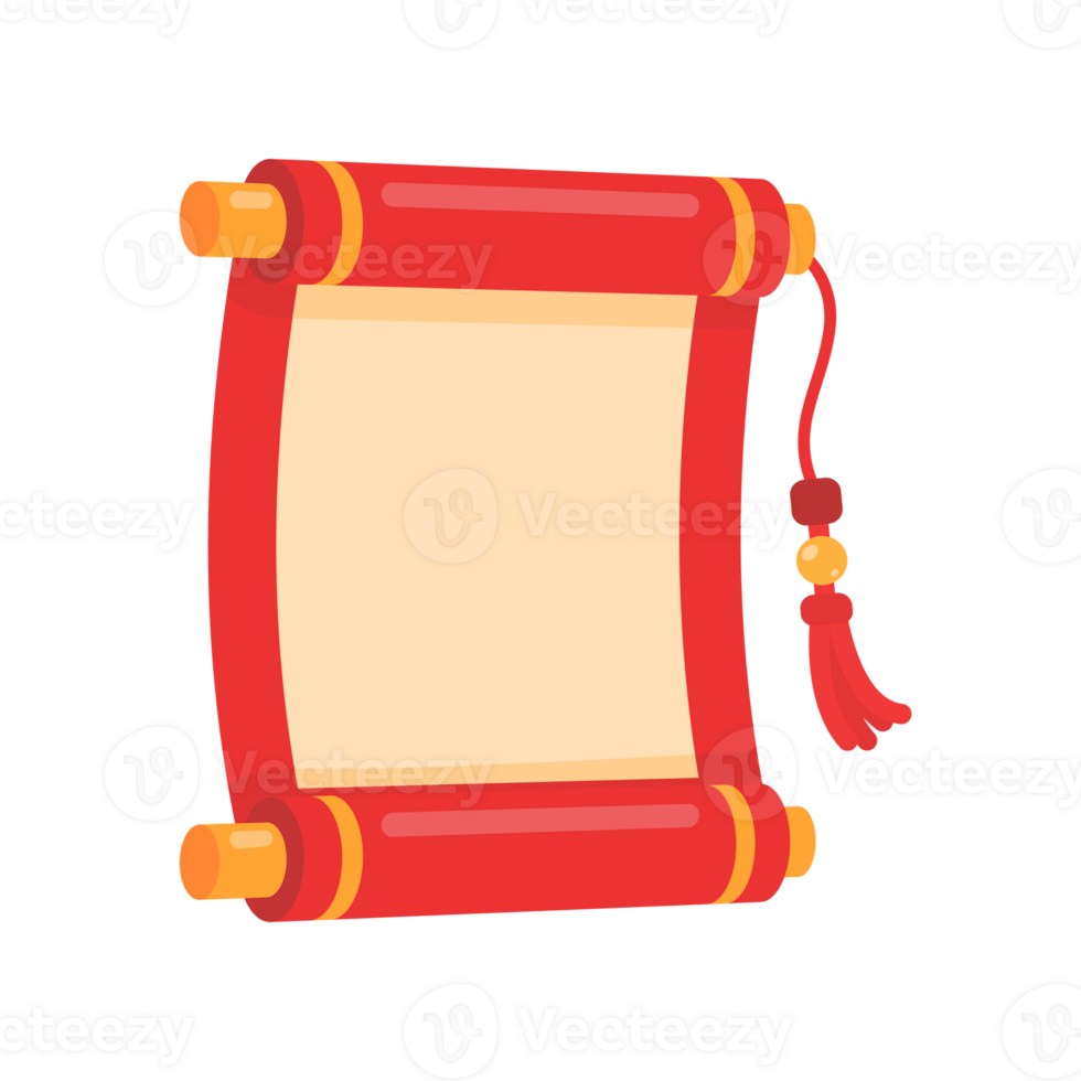 Chinese scroll letter Rolled paper decorated with red tassels For informing news png