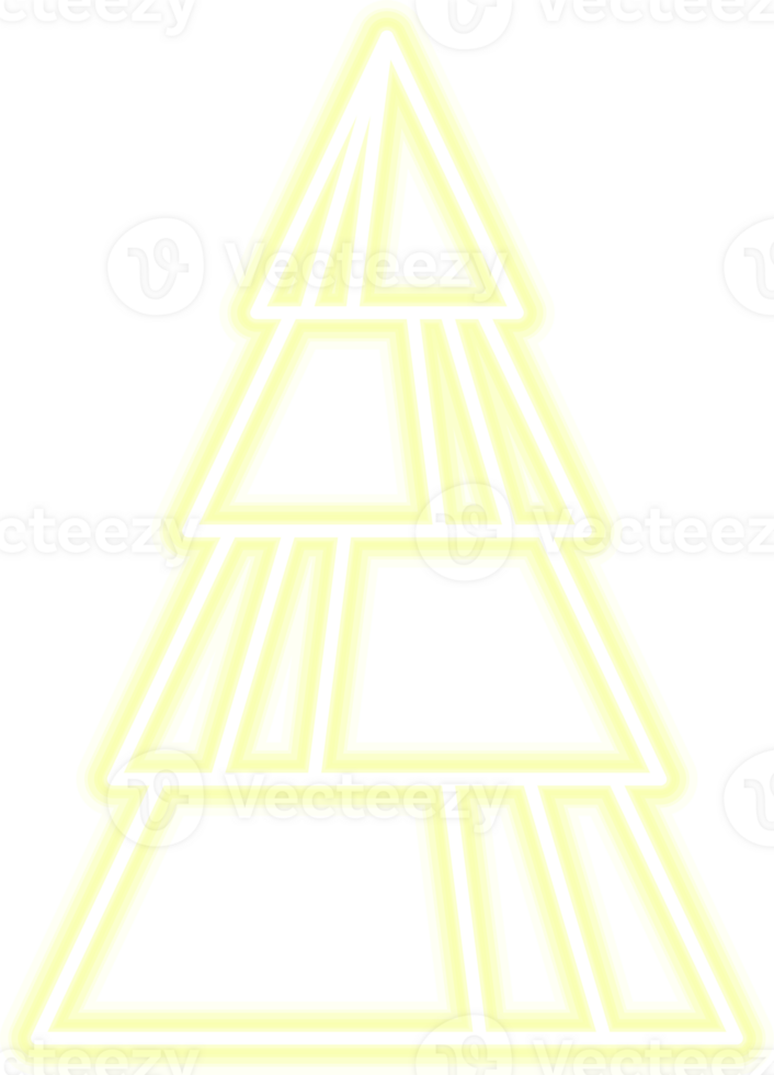 Neon Christmas tree illustration for darker backgrounds. PNG with transparent background.
