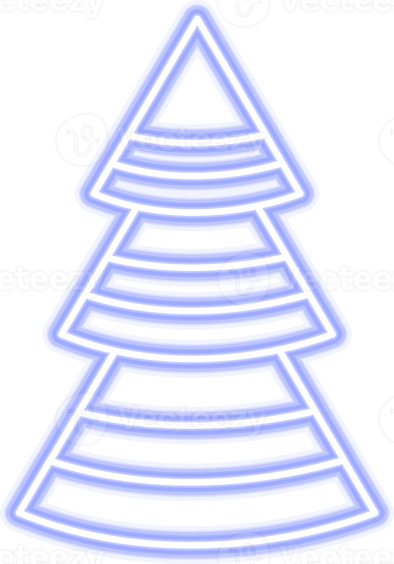 Neon Christmas tree illustration for darker backgrounds. PNG with