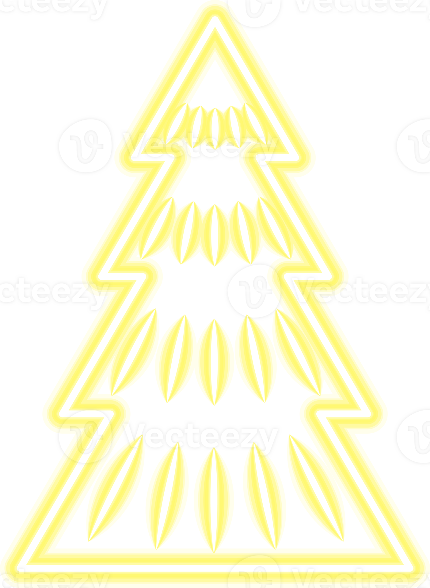 Neon Christmas tree illustration for darker backgrounds. PNG with
