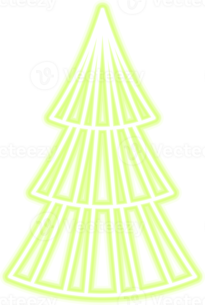 Neon Christmas tree illustration for darker backgrounds. PNG with transparent background.