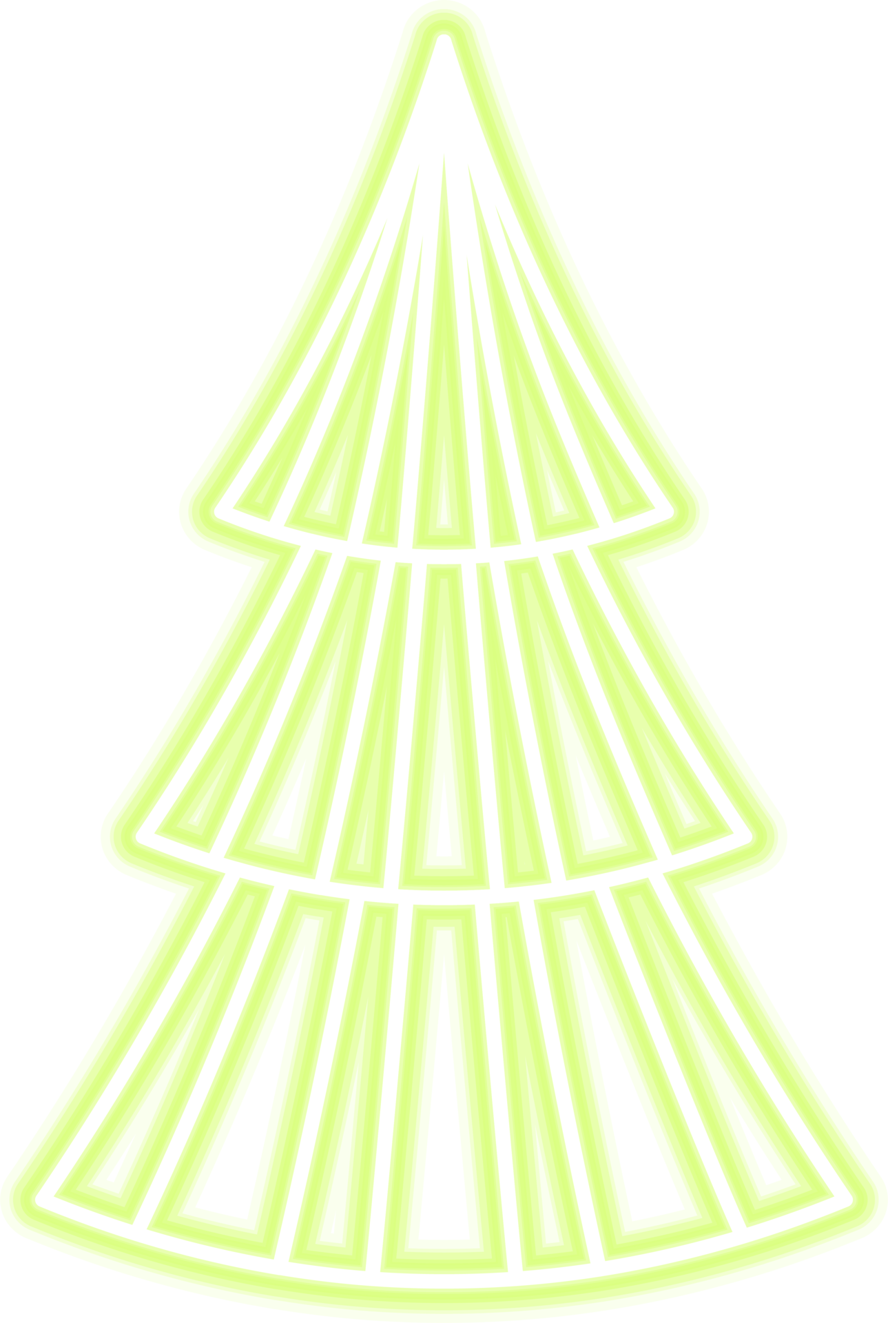 Neon Christmas tree illustration for darker backgrounds. PNG with