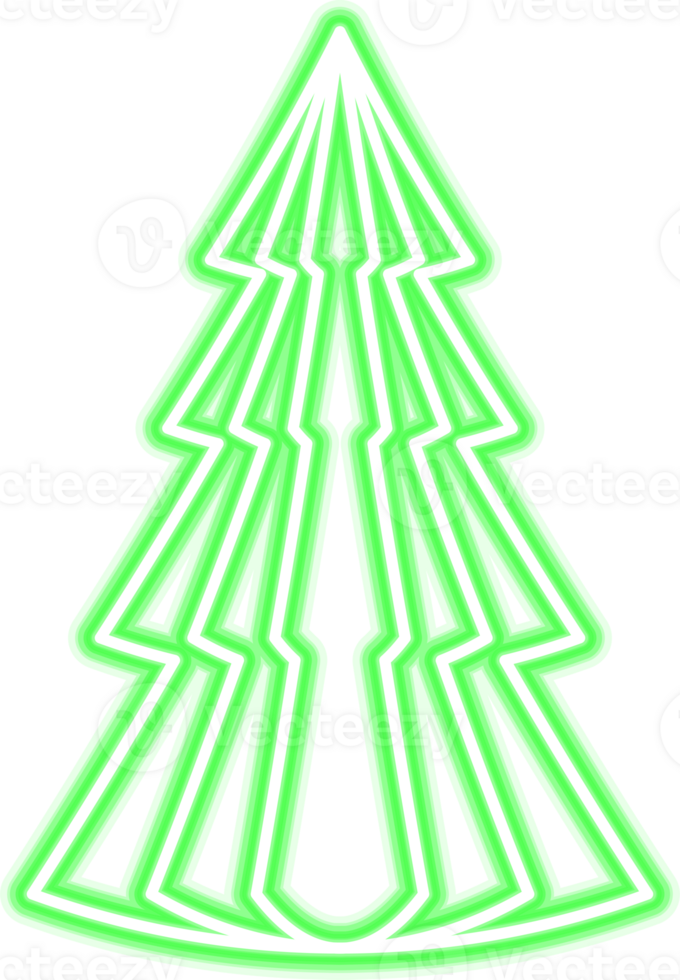 Neon Christmas tree illustration for darker backgrounds. PNG with transparent background.