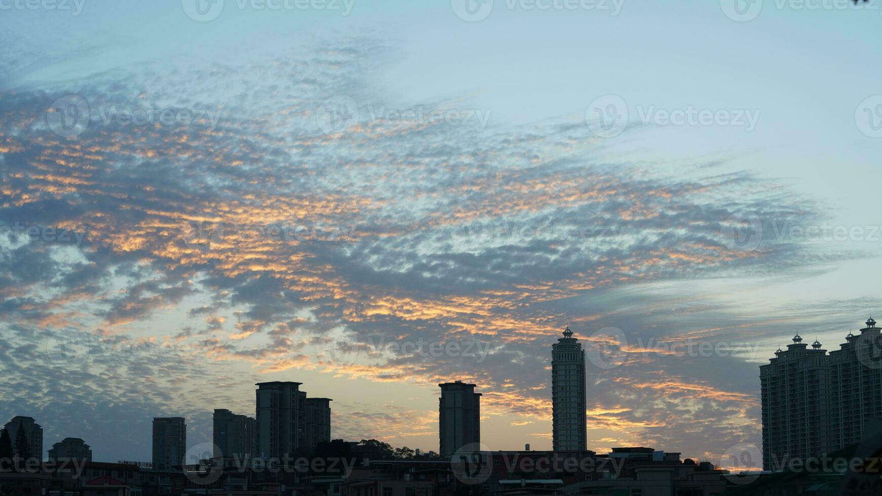 The beautiful sunset view with the colorful clouds as background photo