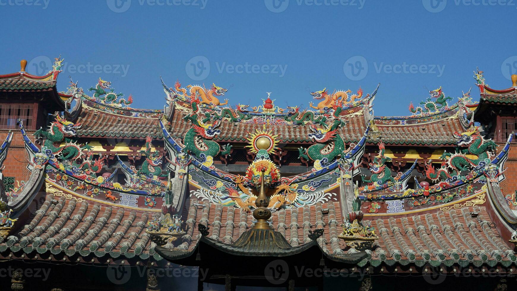 The old fishing village view with the traditional architectures on the south of the China along the ocean coast photo