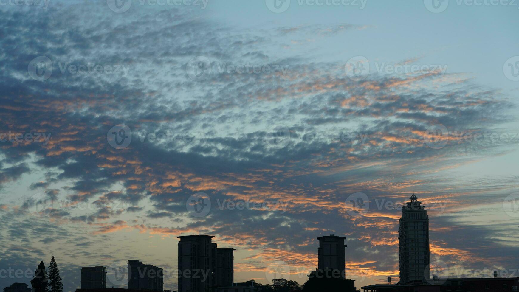The beautiful sunset view with the colorful clouds as background photo