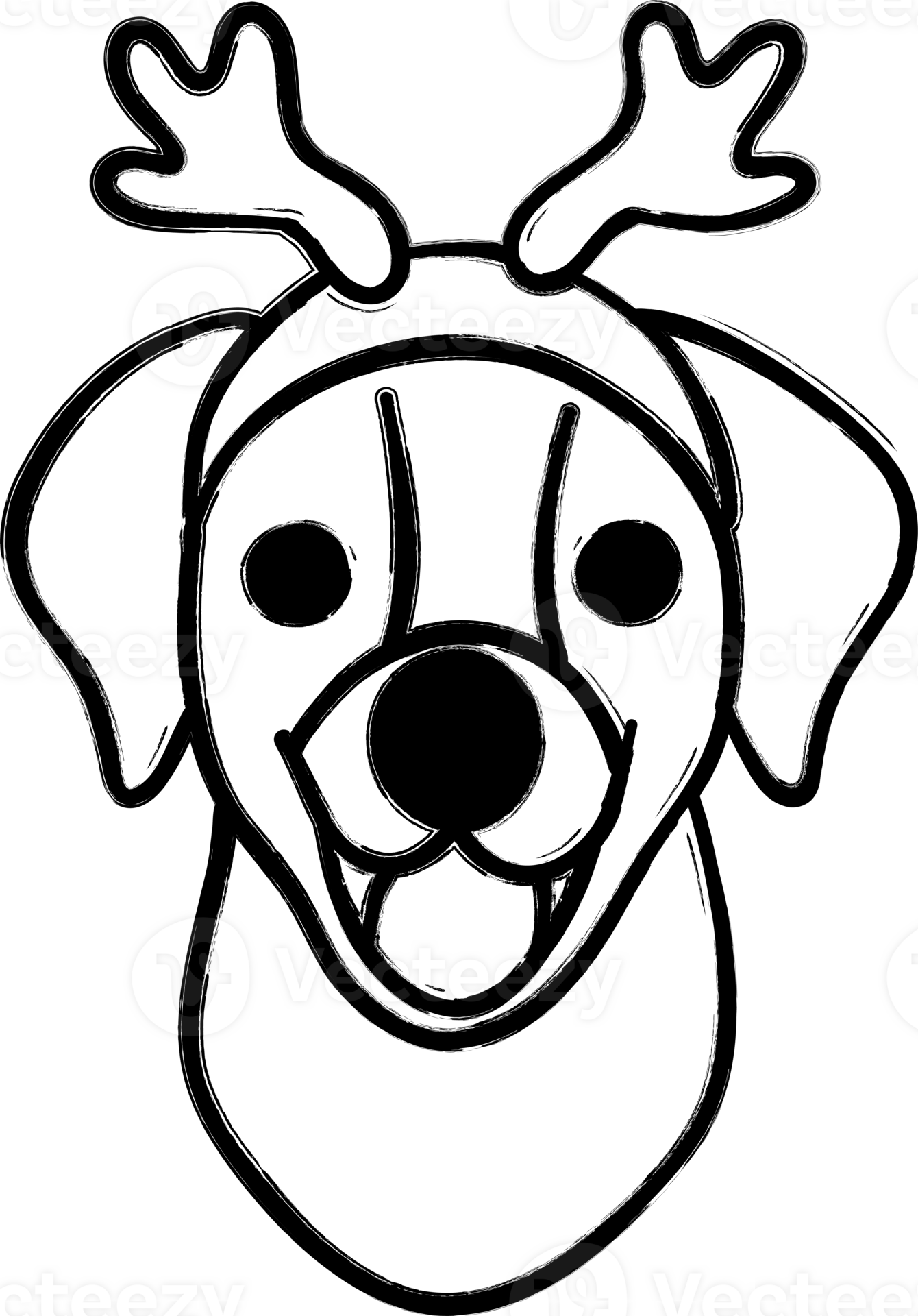 Dog muzzle Christmas drawing for decoration and design. 34411048 PNG