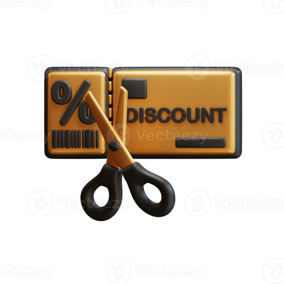 3D discount coupon. Shopping sale promotion. 3D Rendering icon e-commerce. png