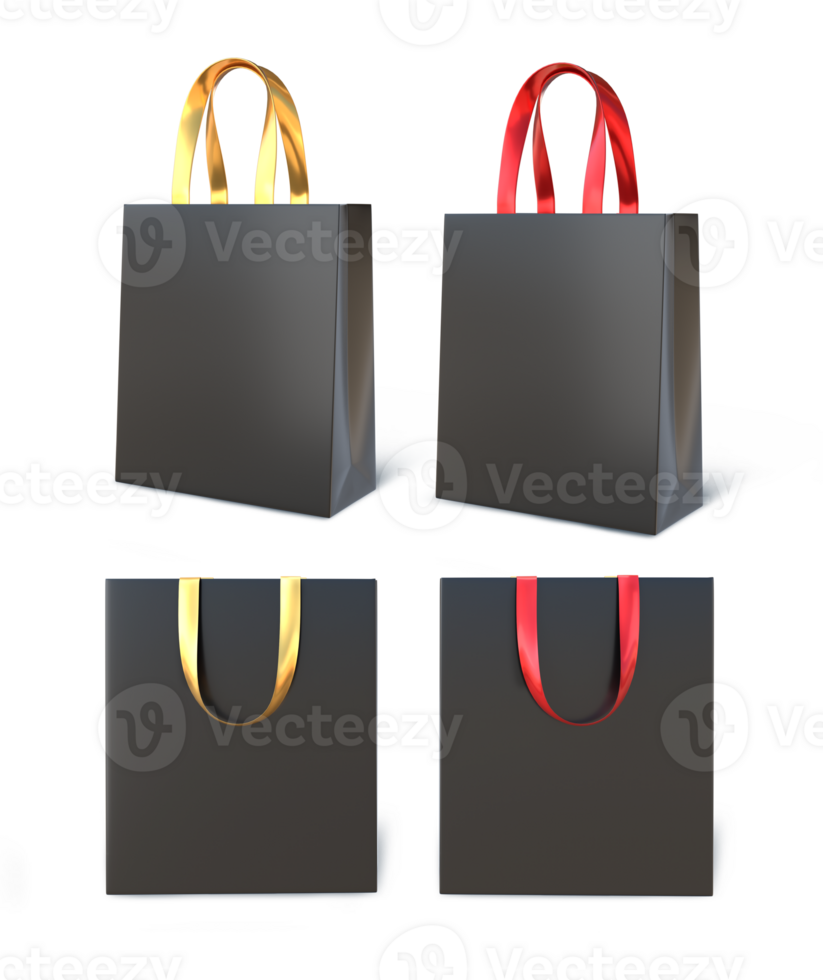 3D Rendering Black Bag Set png